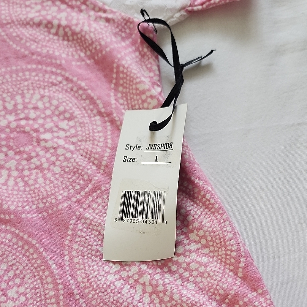 Joan Vass Pink and White Patterned Pajama Set - Picture 3 of 7